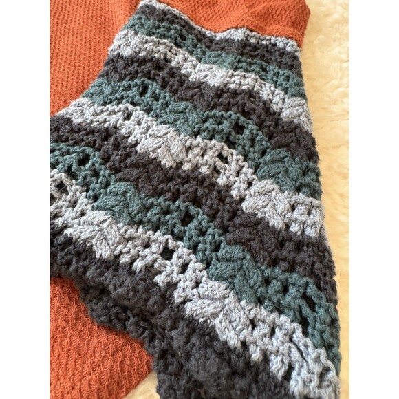 Pilcro Long-Sleeve Tunic Top Boho Crochet Sleeves Size S, Rust with Multicolor - Picture 2 of 8